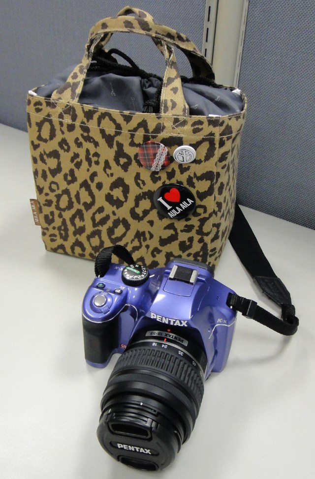 相機內袋大改造 變身時尚女用單眼豹紋相機袋 紫 Pentax K-X