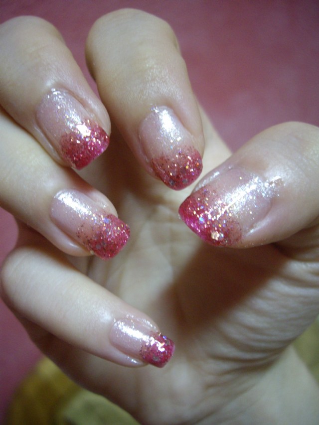 夏日桃紅漸層閃亮亮NAIL