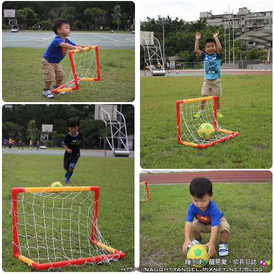 可愛到爆!是足球吸睛?還是娃兒吸睛?幼兒攜帶式足球球門組→敗