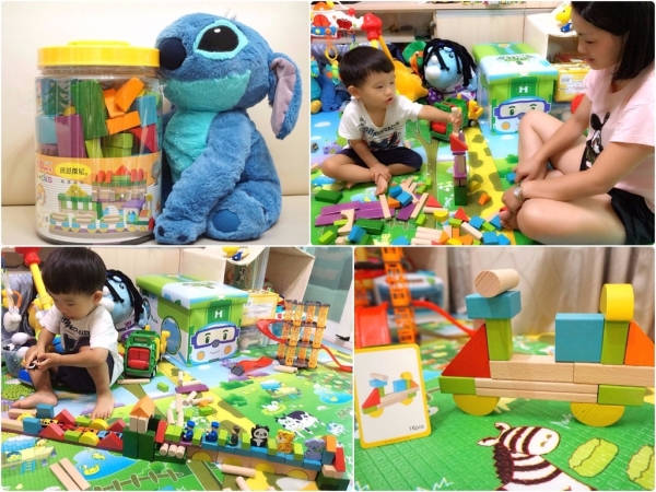 【 育兒好物】2Y玩具推薦,建立邏輯思考力、啟發想像創造力 ~陪伴孩子成長的班恩傑尼#100PCS彩色創意積木。安全無毒木質積木