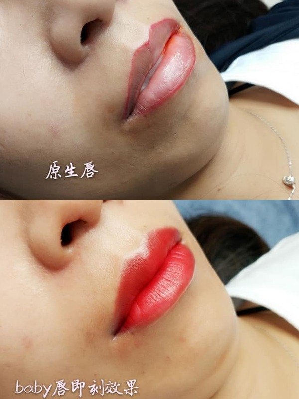 台南紋繡#台南紋唇#baby唇~即時效果~快來找小默變美!!@W.手工紋繡藝術學院