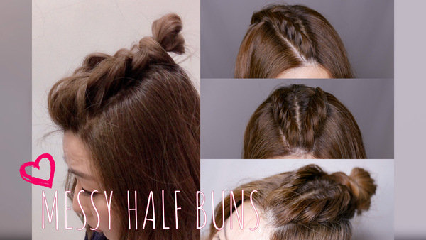 隨性日常日系丸子頭 Half bun half down hairstyle