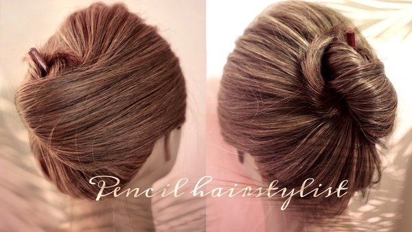 用1支筆盤髮~Quick & easy Pencil Bun Idea