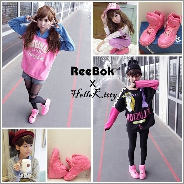ReeBoK x Hello Kitty 鞋,甜mix辛穿搭Look
