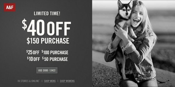 【開團】A&F Abercrombie & Fitch 滿額折扣,最高減免$1200 (免州稅/收單至9/23中午)