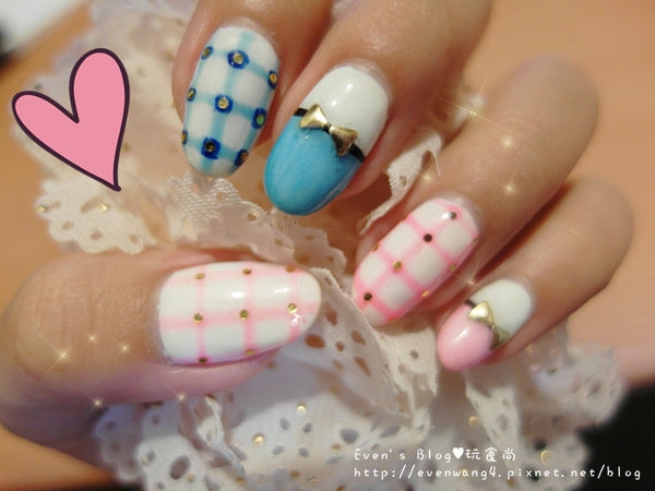 【美甲】俏皮領結格紋跳上指尖。美甲樂夏朵Nail Le Château ♥