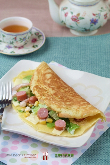 【食譜】蝦仁香腸乳酪可麗餅