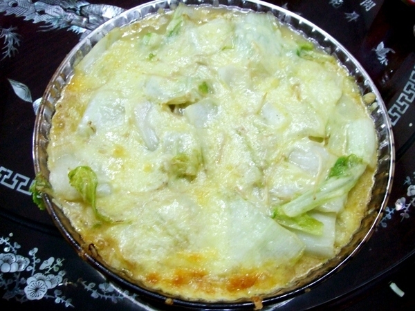 焗烤奶油白菜.蝦丸湯.香菇豆腐滷肉.綜合鹹粥(相同食材變化使用)
