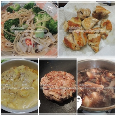【Life】小廚娘記事★一次備齊三天晚餐:香煎雞腿排/起司蝦仁蛋捲/好菇道漢堡排/大滷鍋/菇菇PASTA/蘿蔔玉米排骨湯